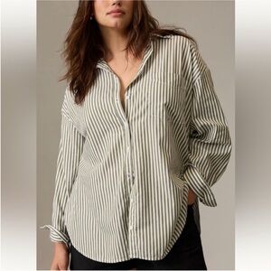 ANTHROPOLOGIE MAEVE The Bennet Buttondown Shirt in Green Size 3X